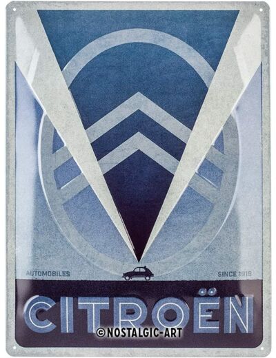 Plaque métal Citroën 2CV Bleue - 30x40cm - Citroen