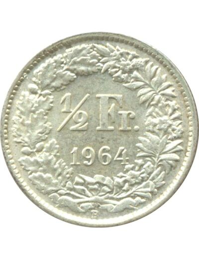 SUISSE 1/2 FRANC 1964 B TTB+ N1