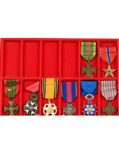 PLATEAUX ROUGE 12 CASES POUR MEDAILLES MILITAIRE 21296