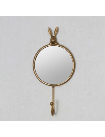 Miroir crochet lapin doré 21x10cm