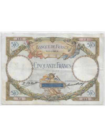 FRANCE 50 FRANCS L.O. MERSON SERIE Y.5 11-2-1927 TTB