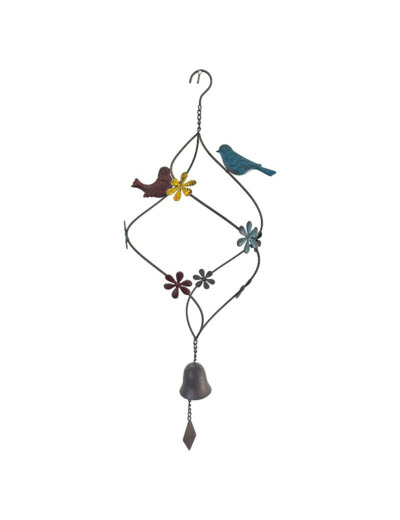 Cloche oiseaux colorés 29x23x74cm