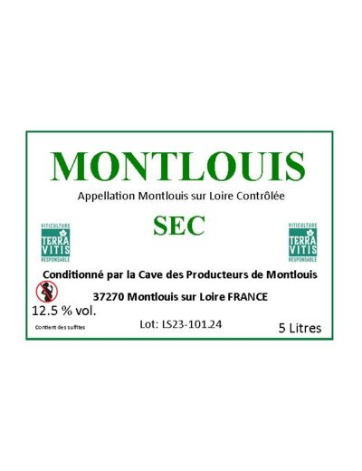 AOC Montlouis-sur-Loire Sec – Bag-In-box 5 Litres