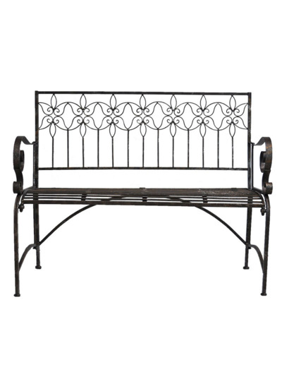 Banc jardin fer plein gris acier 114x46x91cm