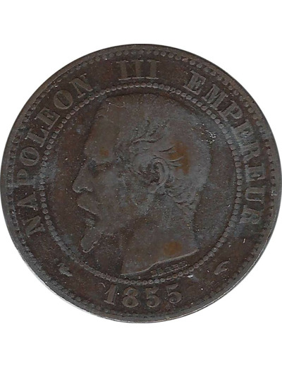 FRANCE 2 CENTIMES NAPOLEON III 1855 A (Paris) CHIEN TB+