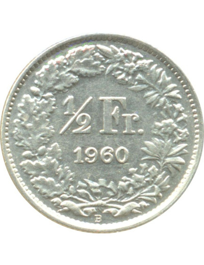 SUISSE 1/2 FRANC 1960 B SUP/NC