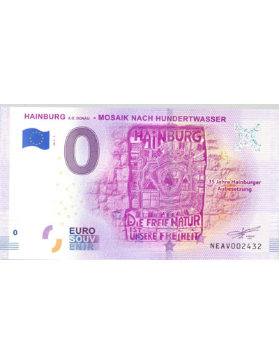 AUTRICHE 2019 -1 HAINBURG A-D DONAU BILLET SOUVENIR 0 EURO TOURISTIQUE NEUF