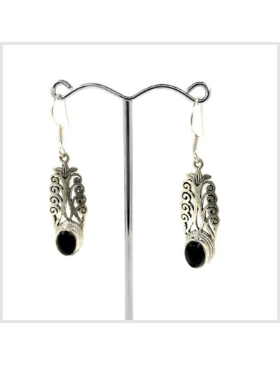 Boucles d'oreilles Onyx et Argent Massif