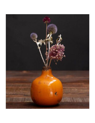 Vase céramique orange 9x10cm