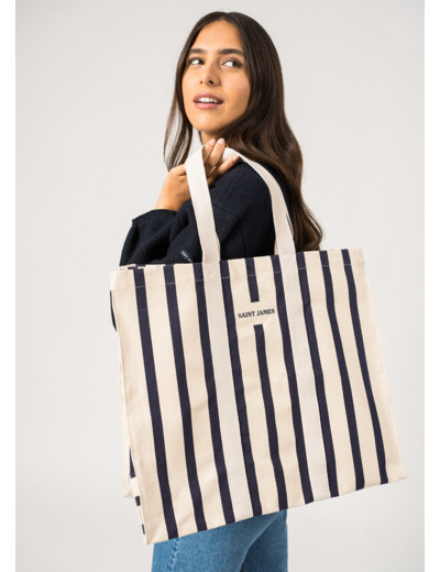 Grand sac cabas rayé  en coton