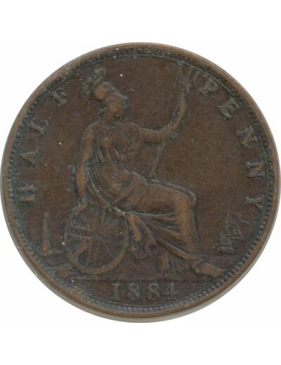 GRANDE BRETAGNE 1/2 PENNY VICTORIA 1884 TTB