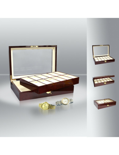 COFFRET vitrine BOIS LAQUE pour montres 260 (safe)