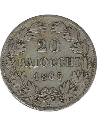 VATICAN 20 BAIOCCHI 1865 XX R TB+