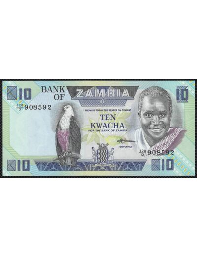 ZAMBIE 10 KWACHA non daté (1980-88) SERIE 128D NEUF W26e