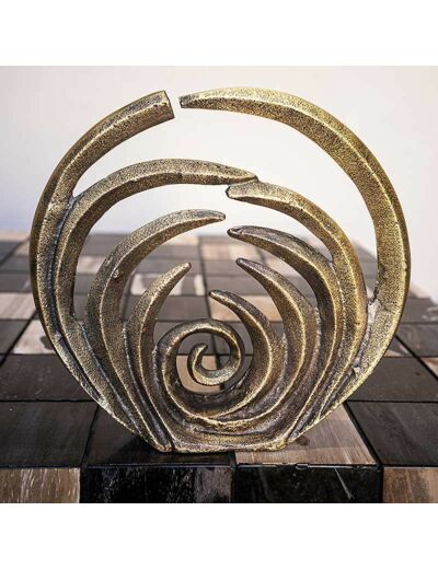 Statuette décorative ronde dorée vague 30x6x27cm