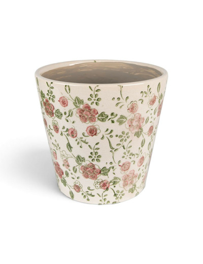 Pot de fleurs d'intérieur céramique beige 14x13cm