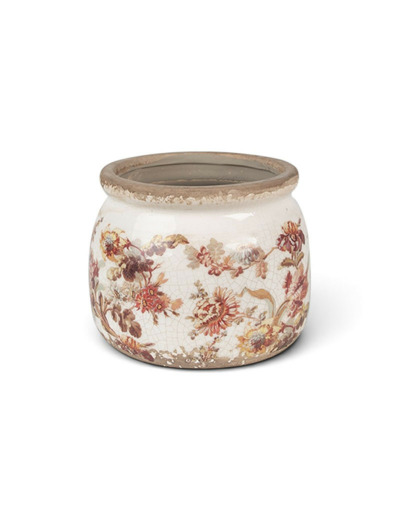 Pot de fleurs céramique beige rose 12x12x10cm