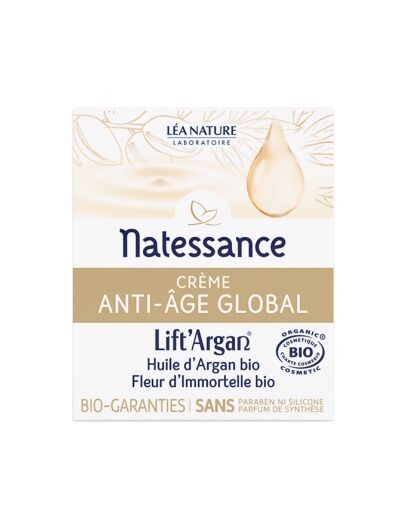 Crème anti âge global Lift'argan à l'Huile d'Argan et Immortelle 50ml