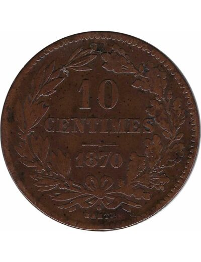 LUXEMBOURG 10 CENTIMES 1870 TB+