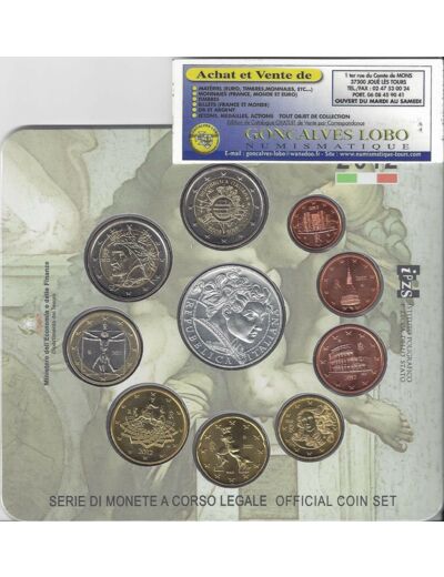 Italie 2012 BU Serie 9 monnaies + 5 euro argent "capella sistina"