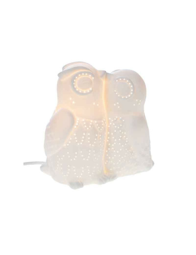 Lampe chouettes en porcelaine 20x12x20cm