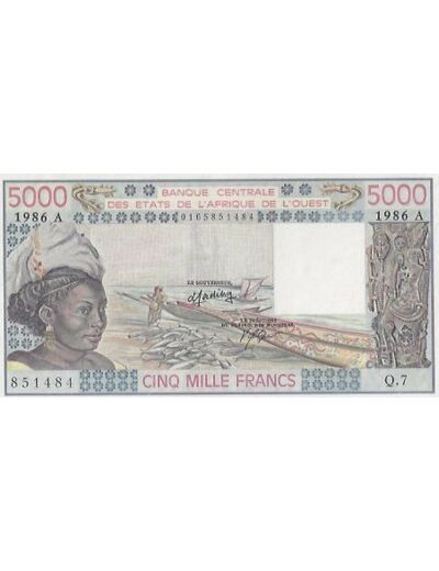 B.C.E.A.O (COTE D'IVOIRE ) 5000 FRANCS 1986 SPL