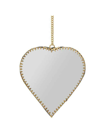 Miroir suspendu coeur doré laiton 13x14cm