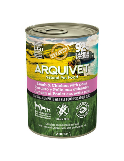 Agneau et Poulet aux petits pois et huile de Saumon, pour chien adulte - 400g