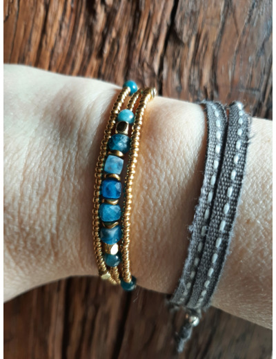 BRACELET MULTIRANGS SQUARE BLUE