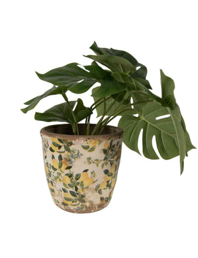 Pot de fleurs citron céramique 14x13cm