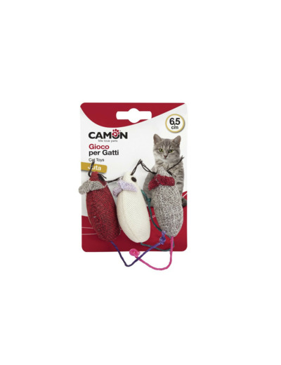 Souris en jute pour chat - 3pcs