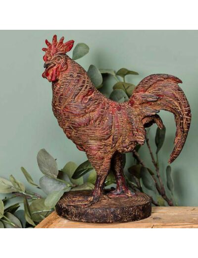 Statuette coq résine 23x12x29cm