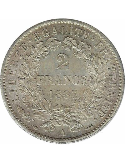 FRANCE 2 FRANCS CERES 1887 A (Paris) SUP