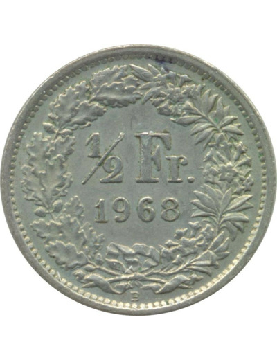 SUISSE 1/2 FRANC 1968 B TTB