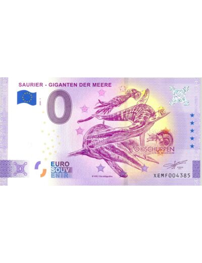 ALLEMAGNE 2020-1 SAURIER GIGANTEN DER MEERE ANNIVERSAIRE BILLET SOUVENIR 0 EURO