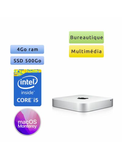 Apple Mac mini A1347 (emc 2840) i5 4Go 500Go SSD - Macmini7.1 - 2014 - Unité Centrale Apple