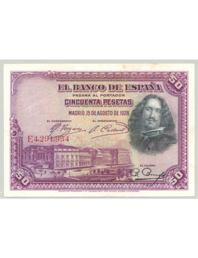 ESPAGNE 50 PESETAS 15-08-1928 SERIE E TTB