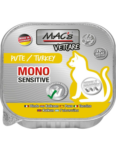 MAC'S Vetcare Mono sensitive Dinde pour chat - 100 g