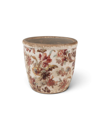 Pot de fleurs rose céramique beige 11x11x11cm