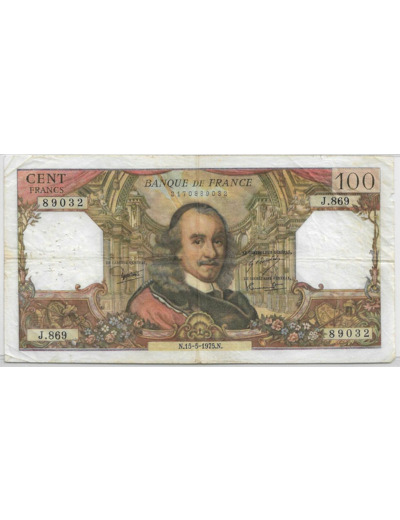 FRANCE 100 FRANCS CORNEILLE 15-5-1975 J.869 TB+