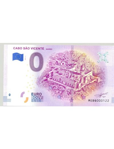 PORTUGAL 2019 -2  CABO SAO VICENTE 0 EURO BILLET SOUVENIR TOURISTIQUE  NEUF