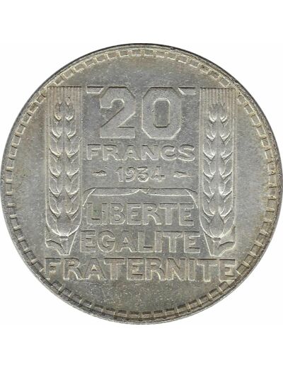 FRANCE 20 FRANCS TURIN 1934 SUP N2