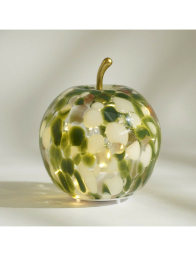 Lampe à Poser Led Pomme Verte verre 15x15x17cm