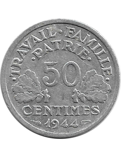 FRANCE 50 CENTIMES BAZOR 1944 B TTB