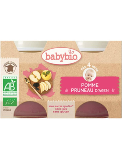 Pomme pruneau pot 2x130g Babybio