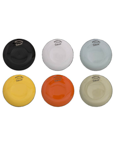 Ensemble 6 Assiettes Dessert Bistro Grès Multicolores 22x22cm