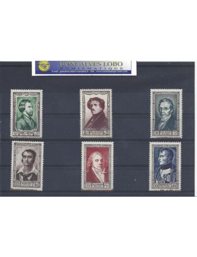 YVERT 891 a 896 CELEBRITES DU XIX Serie 6 Timbres NEUF tache