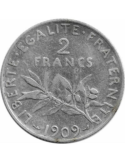 FRANCE 2 FRANCS SEMEUSE 1909 TB+