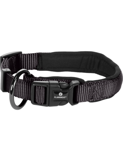 Collier confort noir pour chien avec boucle à clic FLAMINGO