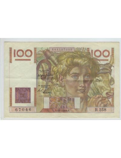 FRANCE 100 FRANCS SERIE R 258 JEUNE PAYSAN 15 07 1948 SUP